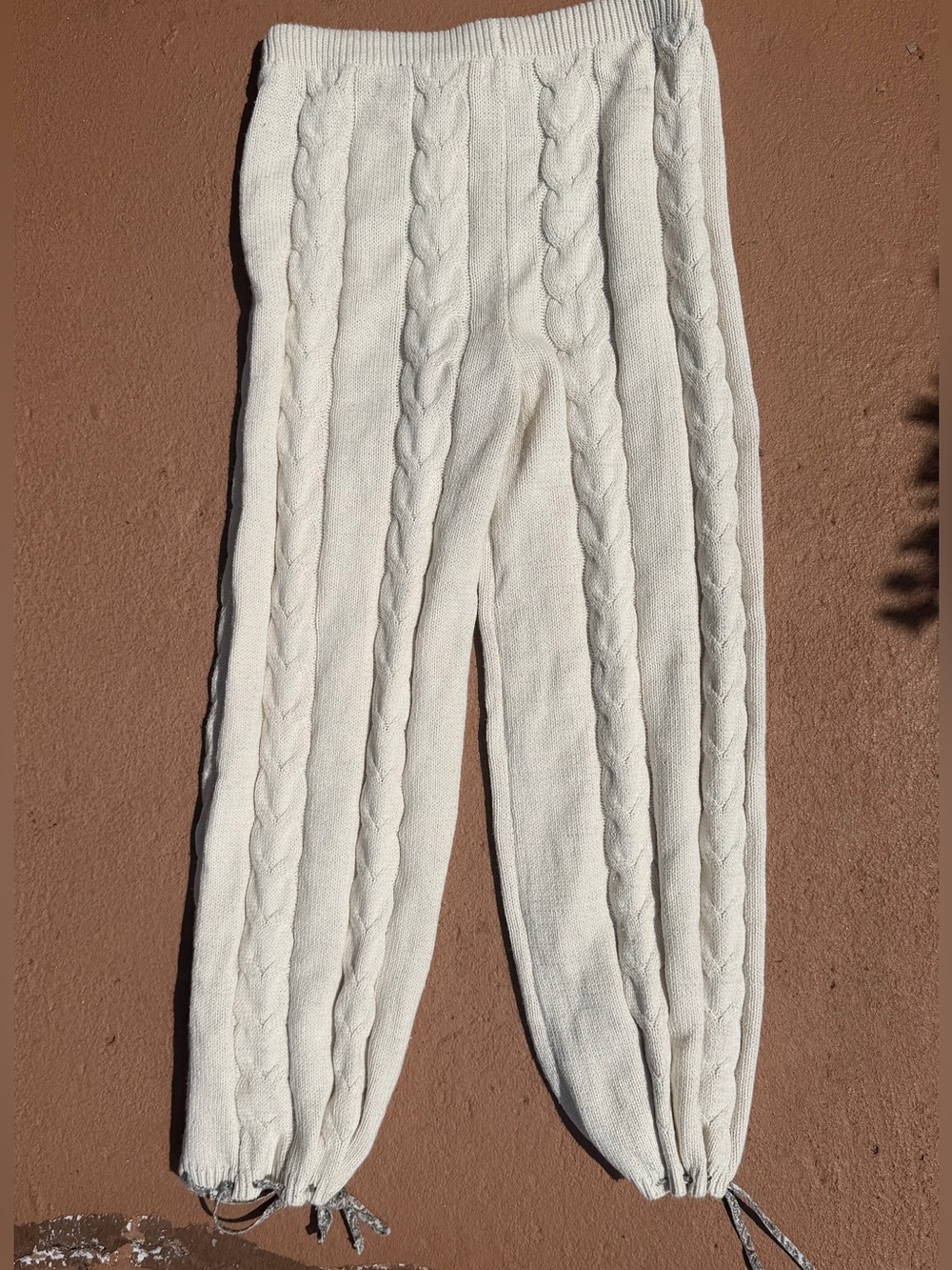POL Cable-Knit Drawstring Pants in Cream - Picture 7 of 7